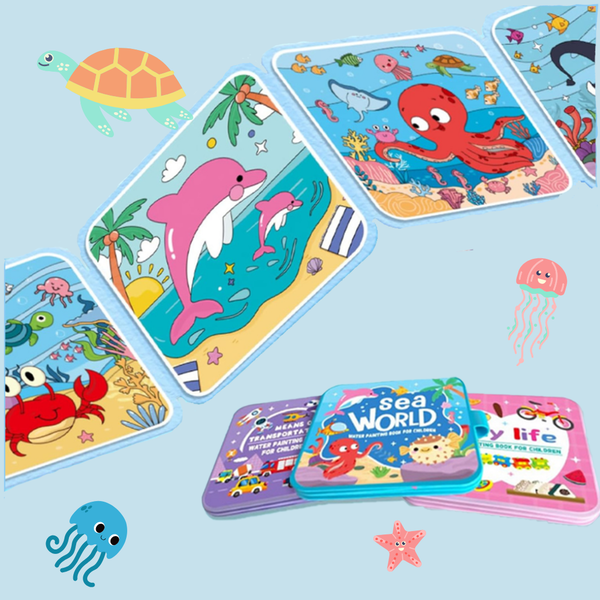 Magic Water Painting Books Set - Reusable Mess-Free Activity for Kids 3+